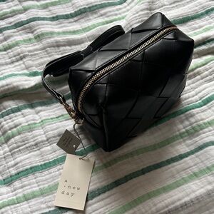 A New Day Black Quilted Cosmetic Bag
